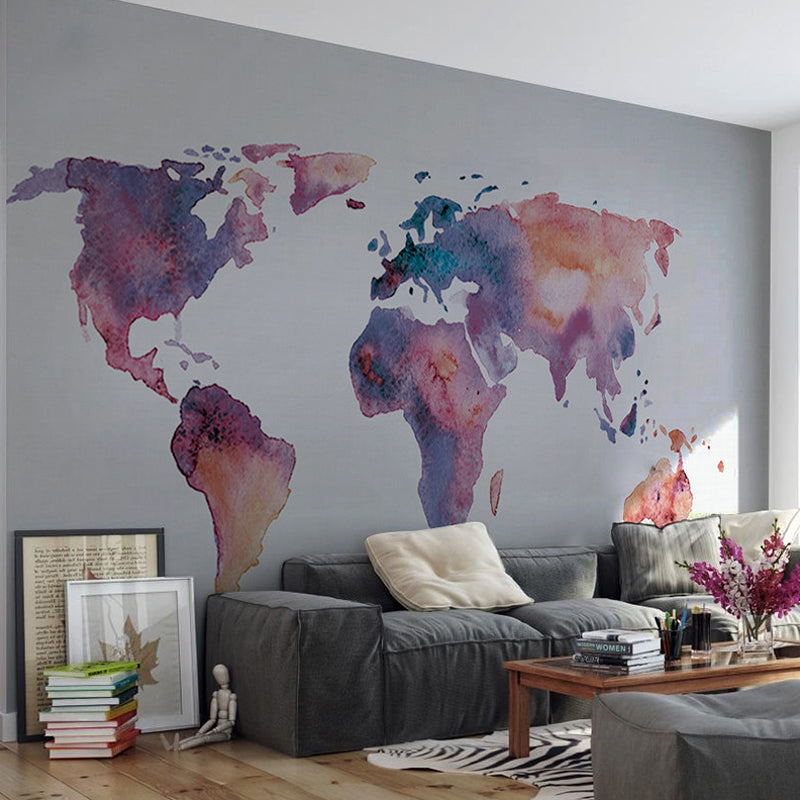 Vivolux | Vochtbestendige Wereldkaart Muurdecor Non-Woven Stof Moderne Wandkunst voor Leesruimte