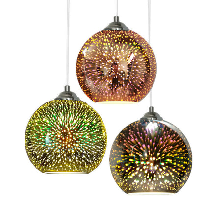 Vivolux | Moderne kreative 3D bunte Feuerwerksglas 1-Licht Kuppel Pendelleuchte