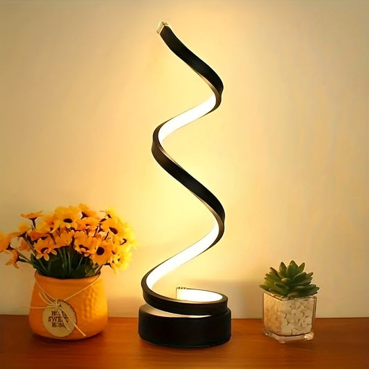 Vivolux | Moderne Spiral Tischlampe – Kreative LED Schreibtischlampe mit sanftem warmem Licht, perfekt für Schlafzimmer, Wohnzimmer und Studien Dekor