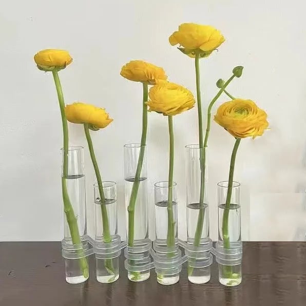 Vivolux | Flexibler Blumenvasen mit Scharnieren | Moderne Glasrohrvase