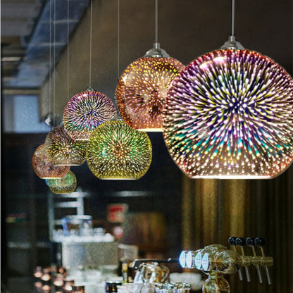 Vivolux | Moderne kreative 3D bunte Feuerwerksglas 1-Licht Kuppel Pendelleuchte