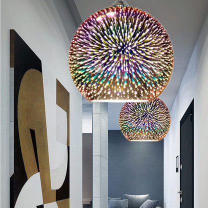 Vivolux | Moderne kreative 3D bunte Feuerwerk Glas 1-Licht Kuppel Pendelleuchte