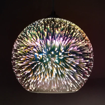 Vivolux | Moderne kreative 3D bunte Feuerwerk Glas 1-Licht Kuppel Pendelleuchte
