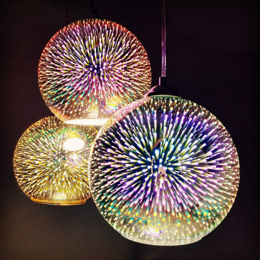 Vivolux | Moderne kreative 3D bunte Feuerwerksglas 1-Licht Kuppel Pendelleuchte