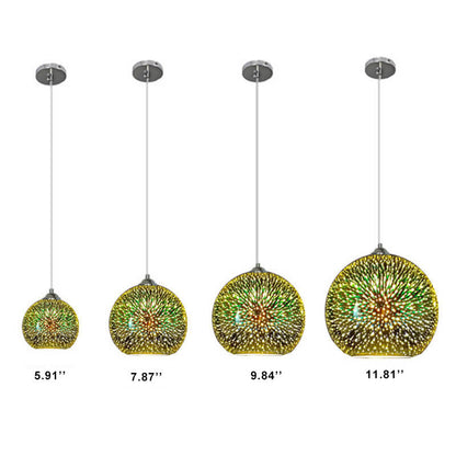 Vivolux | Moderne kreative 3D bunte Feuerwerk Glas 1-Licht Kuppel Pendelleuchte