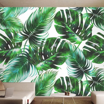 Vivolux | Banana Leaf Mural Wallpaper für thailändisches Restaurant, tropische Wanddekoration in Dunkelgrün
