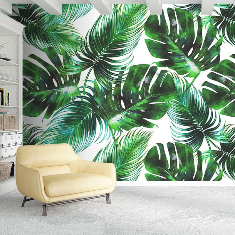 Vivolux | Banana Leaf Mural Wallpaper für thailändisches Restaurant, tropische Wanddekoration in Dunkelgrün