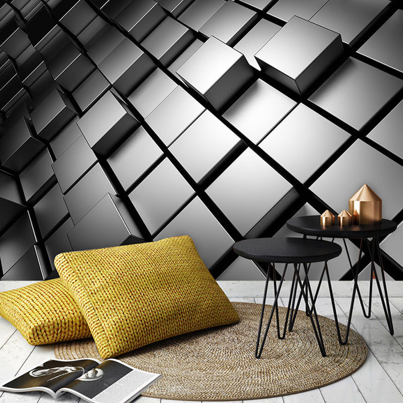 Vivolux | Ganze Foto Stil Tapete mit 3D-Effekt Hexagon in Dunkler Farbe für Wohnzimmer, Maßgeschneidert