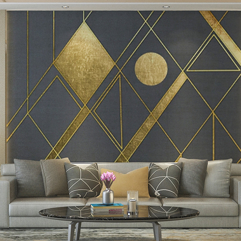 Vivolux | Grote Scandinavische Muurschildering Wallpaper Goud en Grijs Geometrieën Wanddecoratie, Op Maat Gemaakt