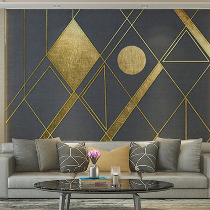 Vivolux | Grote Scandinavische Muurschildering Wallpaper Goud en Grijs Geometrieën Wanddecoratie, Op Maat Gemaakt