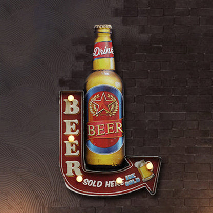 Vivolux | Bier/Auto/Anker Teeken Flush Wandlampe Moderne Metall Restaurant Batterie Betrieben LED Nachtlicht in Schwarz und Rot/Rosa/Blau und Gelb