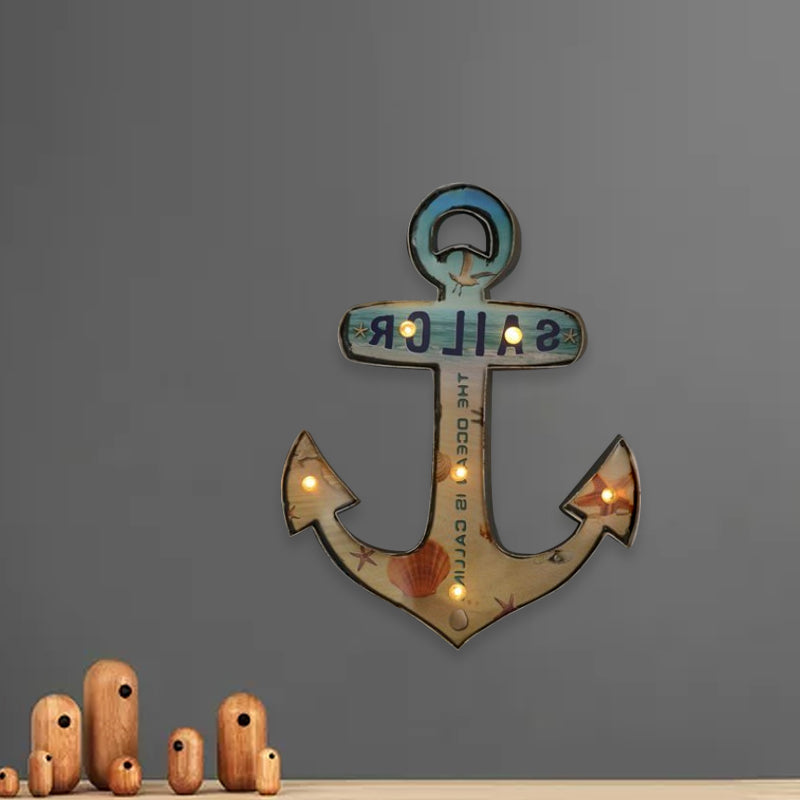 Vivolux | Bier/Auto/Anker Teeken Flush Wandlampe Moderne Metall Restaurant Batterie Betrieben LED Nachtlicht in Schwarz und Rot/Rosa/Blau und Gelb