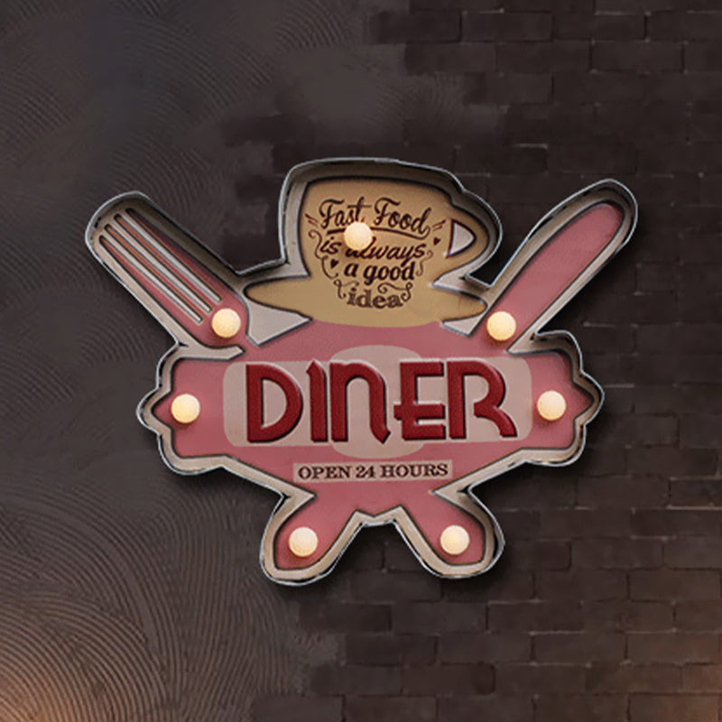 Vivolux | Bier/Auto/Anker Teeken Flush Wandlampe Moderne Metall Restaurant Batterie Betrieben LED Nachtlicht in Schwarz und Rot/Rosa/Blau und Gelb