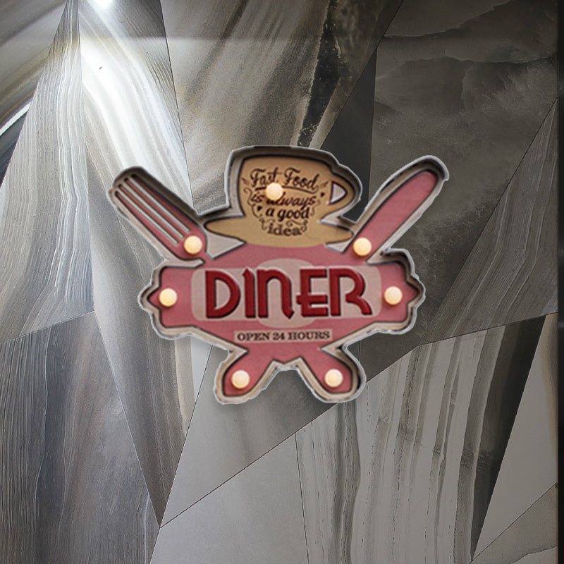 Vivolux | Bier/Auto/Anker Teeken Flush Wandlampe Moderne Metall Restaurant Batterie Betrieben LED Nachtlicht in Schwarz und Rot/Rosa/Blau und Gelb