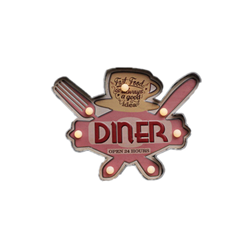 Vivolux | Bier/Auto/Anker Teeken Flush Wandlampe Moderne Metall Restaurant Batterie Betrieben LED Nachtlicht in Schwarz und Rot/Rosa/Blau und Gelb