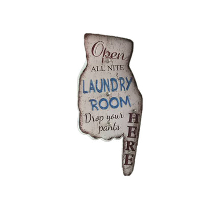 Vivolux | Richting Vinger Signage Wandverlichting Vintage Metaal Versleten Wit LED Nachtlampje voor Wasserij Winkel