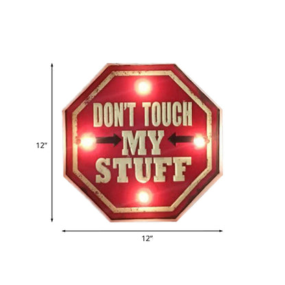 Vivolux | Vintage stijl LED wandlamp licht rood waarschuwingsbord nachtlamp met ijzeren kap