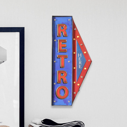 Vivolux | Konische Schild Club Wandmontage Lampe Eisen Vintage LED Nachtbeleuchtung in Blau und Rot