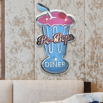 Vivolux | Vintage LED Flush Wandlamp Wit en Bruin Taart/Roze IJs/Blauwe en Rode Dranken Muurbevestigde Nachtlamp met IJzeren Kap voor Bistro