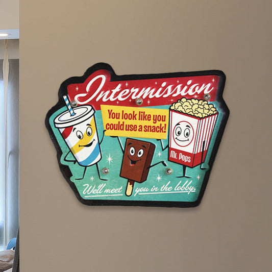 Vivolux | Eiscreme- und Popcorn-Schild Nachttischlampe Retro-Stil Eisen Grün LED Wandmontierte Lampe für Geschäft