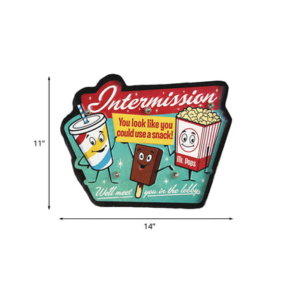 Vivolux | Eiscreme- und Popcorn-Schild Nachttischlampe Retro-Stil Eisen Grün LED Wandmontierte Lampe für Geschäft
