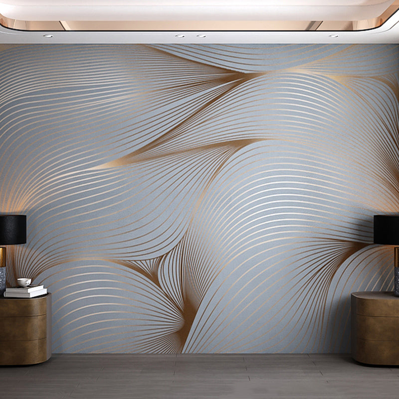 Vivolux | Große Cluster-Linie Tapete Grau und Gold Vliesstoff Wandverkleidung für Café, personalisierte Größe verfügbar