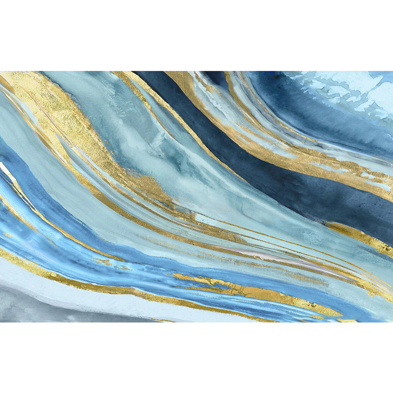 Vivolux | Extra große Aquarelle Wandmalerei Skandinavisch 3D-Effekt Streifen Wandverkleidung in Blau