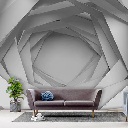 Vivolux | Ganzes 3D Visual Umfassendes Tunnel Wandbild für Büro Raum Fantasie Wanddekoration in Grau