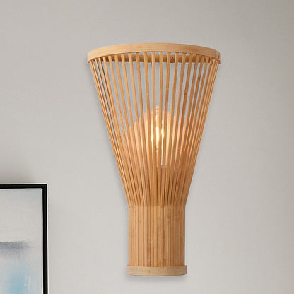 Vivolux | Handgemaakt Bamboe Wandlamp Aziatische Stijl 1-Lamp Beige Wandverlichting voor Bedside