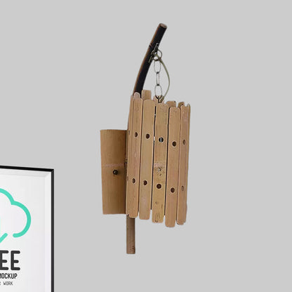 Vivolux | Zylindrische Wandleuchte Moderne Durchbrochene Bambus 1 Kopf Holz Wandleuchte für Balkon