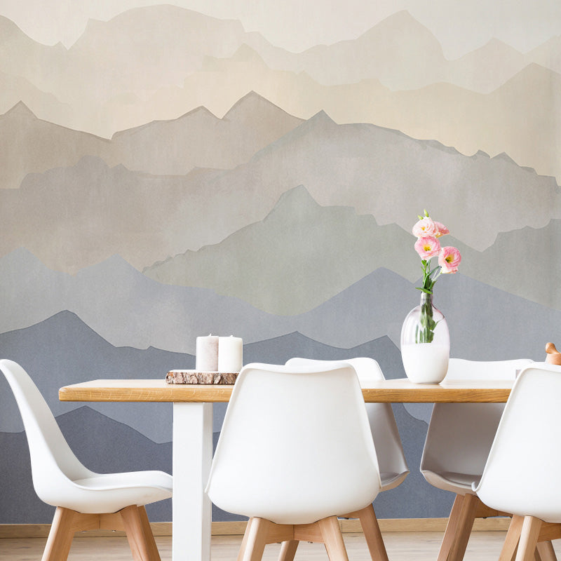 Vivolux | Extra Große Berg Wandkunst in Blau und Braun Non-Woven Stoff Wandnebel Tapete für Zuhause, Angepasst Gedruckt