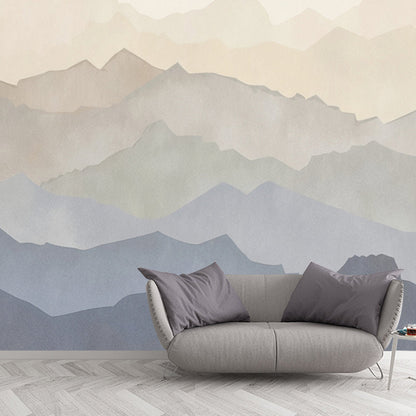 Vivolux | Extra Große Berg Wandkunst in Blau und Braun Non-Woven Stoff Wandnebel Tapete für Zuhause, Angepasst Gedruckt