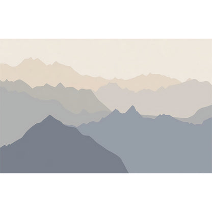 Vivolux | Vintage Mountain Wall Covering in Blau und Braun Akzent Wandgemälde, Personalisierte Größe Verfügbar
