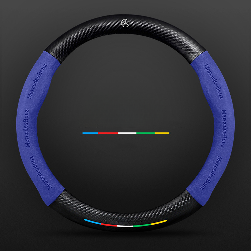 Anti-Rutsch 3D Prägung Kohlefaser Leder Auto Lenkradbezug Universelle Passform
