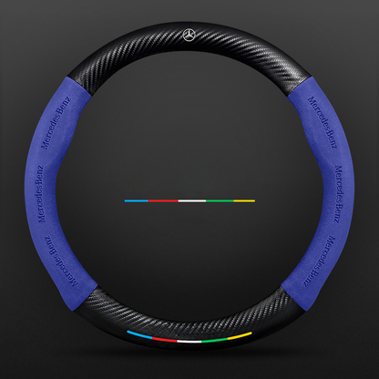 Anti-Rutsch 3D Prägung Kohlefaser Leder Auto Lenkradbezug Universelle Passform