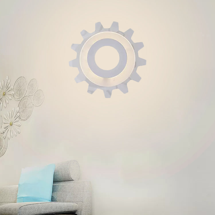 Vivolux | Witte Afwerking Gear Wandlamp Creatieve Acryl LED Wandlicht voor Jongens Meisjes Slaapkamer