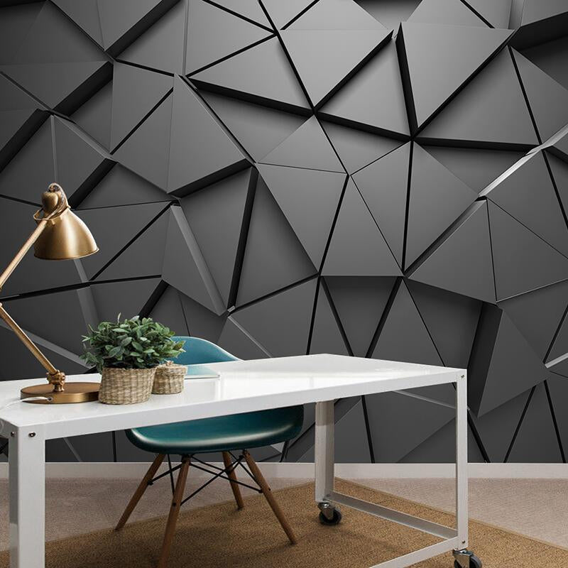 Vivolux | Whole Fotografie 3D Driehoek Muur voor Vergaderzaal in Zwart en Grijs, Op Maatgemaakt