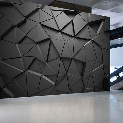 Vivolux | Whole Fotografie 3D Driehoek Muur voor Vergaderzaal in Zwart en Grijs, Op Maatgemaakt