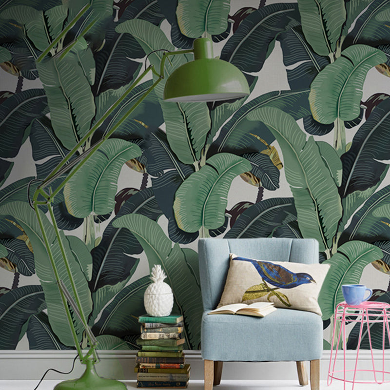 Vivolux | Tropische Bananenblätter Wandmural für thailändisches Restaurant, individuelle Wandverkleidung in Grün
