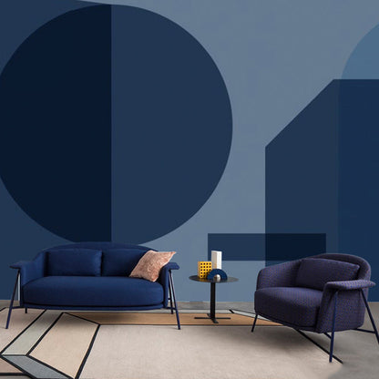 Vivolux | Blaue Kreis Wandbemalung Aufkleber Fleckenresistente Wandverkleidung für Wohnzimmerdekoration