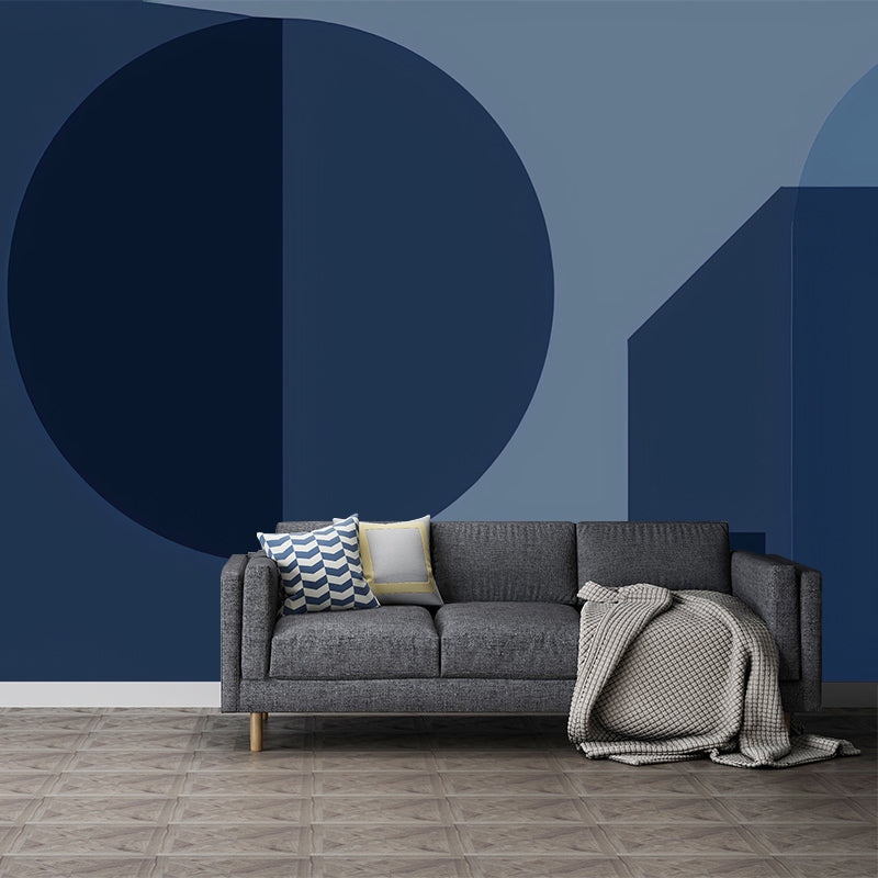 Vivolux | Blaue Kreis Wandbemalung Aufkleber Fleckenresistente Wandverkleidung für Wohnzimmerdekoration
