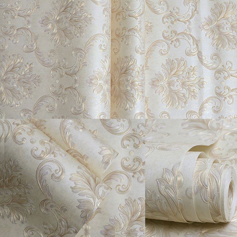 Vivolux | Neutrale Farbe Damastdesign Tapete Wasserabweisende Wandverkleidung, 33 Fuß x 20,5 Zoll