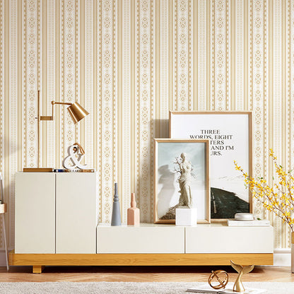 Vivolux | Neutrale Farbe Europäische Wanddekoration 57,1 Quadratfuß. Vertikale Streifen-Tapete für das Esszimmer