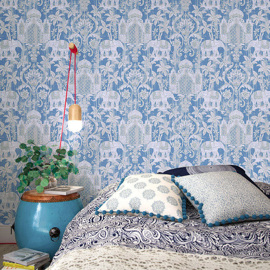 Vivolux | Elefant und Gebäude Tapetenrolle Vinyl Wandkunst für Themen Schlafzimmer, 20,5"W x 33'L