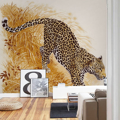 Vivolux | Volle illustratie moderne wanddecoratie met geel en zwart luipaard ontwerp