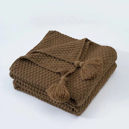 Vivolux | Gestrickte Wolldecke mit Quasten - NordicCozy