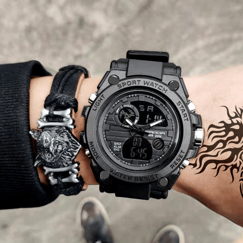Vivolux | Sportliche Dual-Display Mode Multifunktionale wasserdichte leuchtende Herrenarmbanduhr