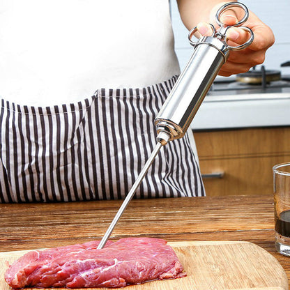 Vivolux | Edelstahl Fleisch Marinade Injektor, mit 3 Nadeln, für Fleisch, Truthahn, Bruststück