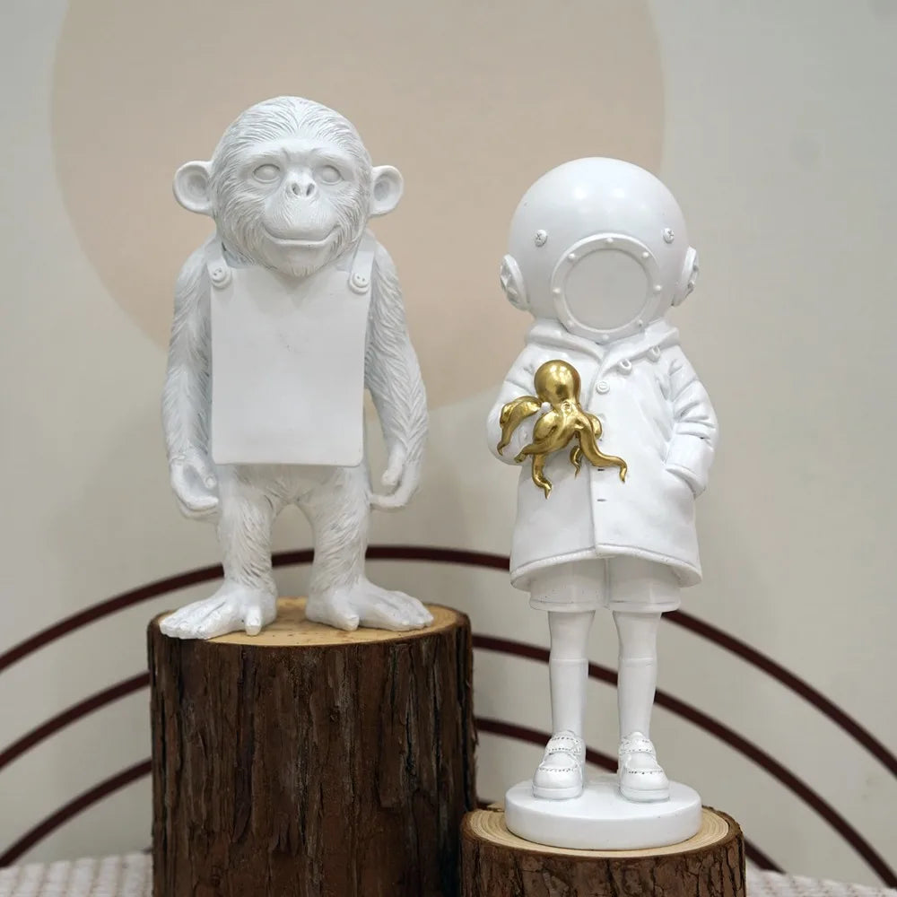Dropshopping Banksy Skulptur Sammlung Blume Werfer Statue Pop Kunst Moderne Ballon Mädchen Figurine Büro Home Dekoration