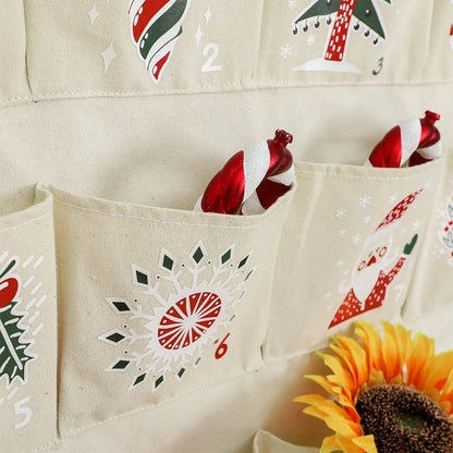 Vivolux | Adventskalender mit 24 Canvas-Taschen für Kinder – Hängende Weihnachtsdekoration in Multicolor